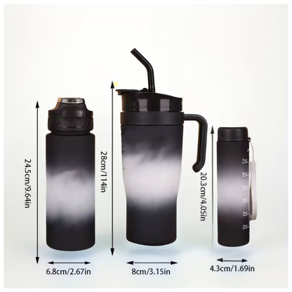 Kit Termos X3 Botellas Deporte Plastico