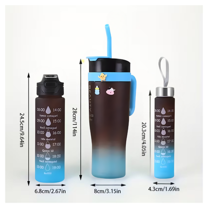 Kit Termos X3 Botellas Deporte Plastico