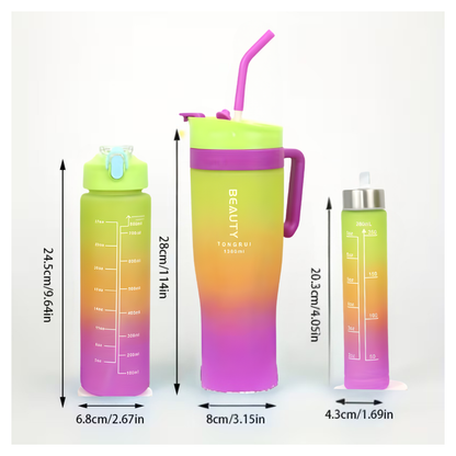 Kit Termos X3 Botellas Deporte Plastico