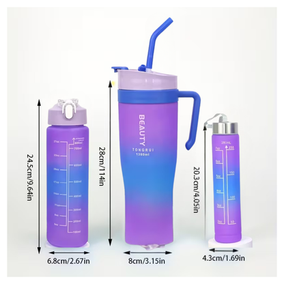 Kit Termos X3 Botellas Deporte Plastico