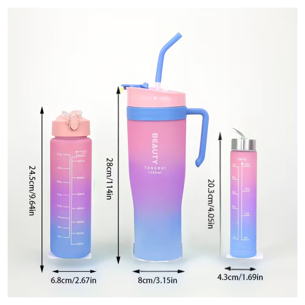 Kit Termos X3 Botellas Deporte Plastico