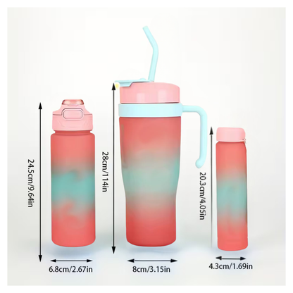 Kit Termos X3 Botellas Deporte Plastico